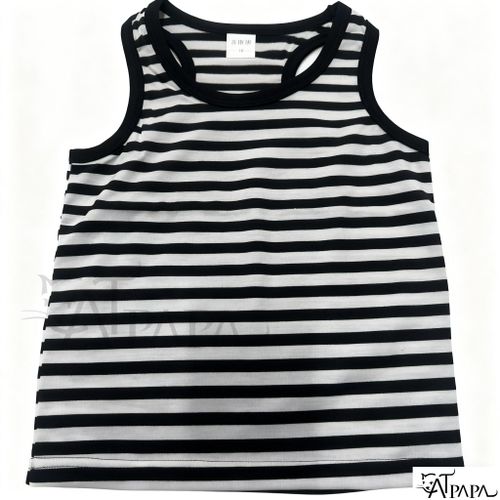 Catpapa 4 à 15 ans habit enfant garcon Débardeur Rayé Noir Cool et Confortable pour Garçons