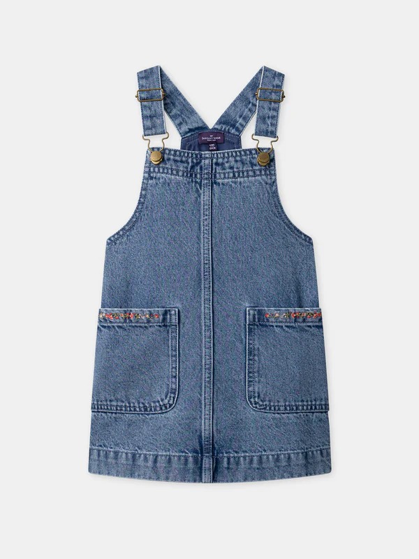 Robe salopette fille Sergent Major en jean brodé – 4 ans