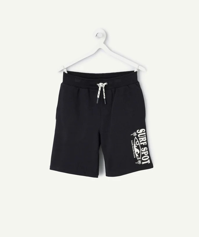 Short garçon noir style surf avec cordon