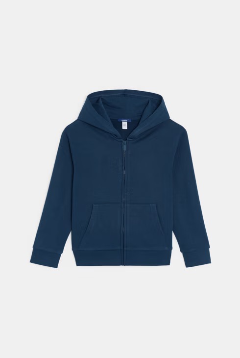 Sweat à capuche enfant Okaïdi bleu avec fermeture zippée